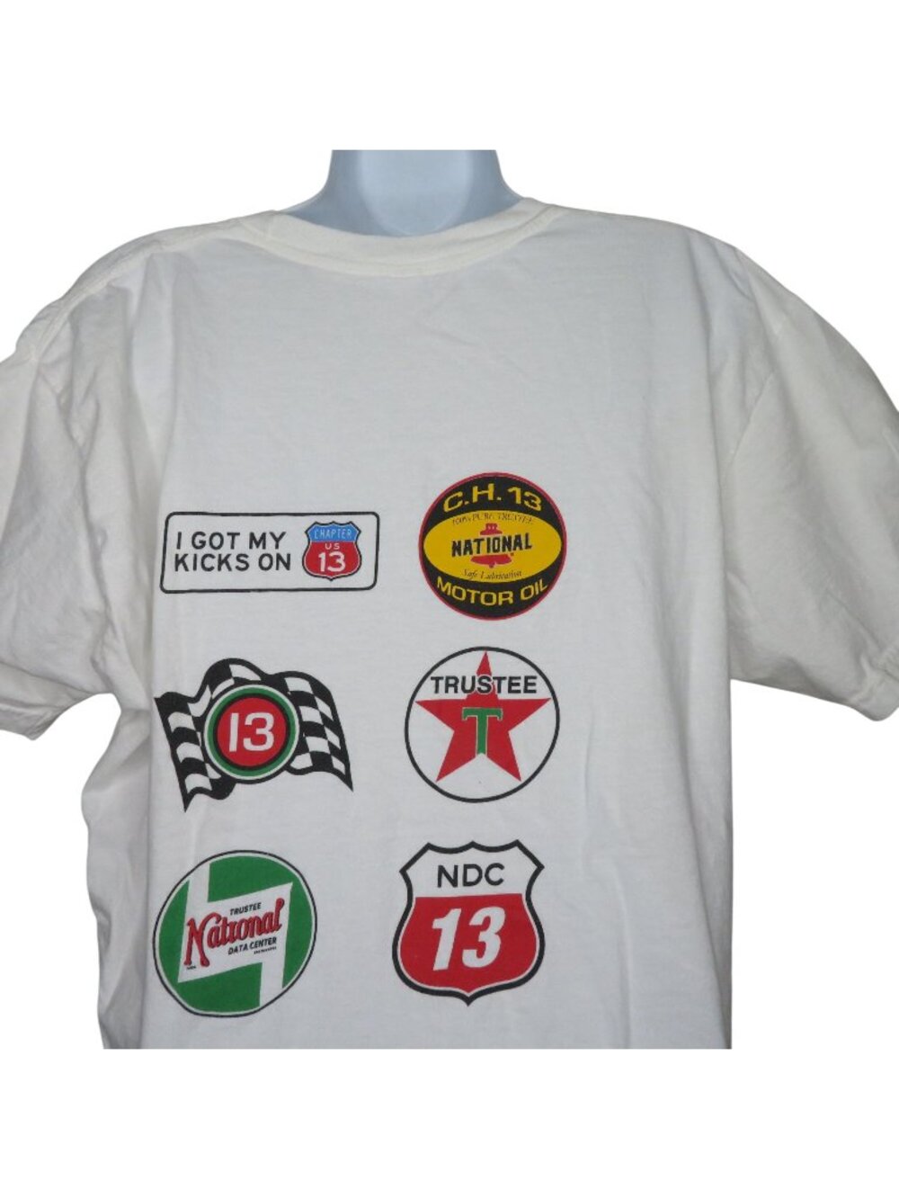 Vintage American Apparel XL White Graphic T-Shirt Front Back Logo Design Racing